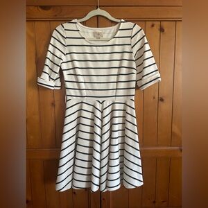 Navy and Cream Striped Mini Dress